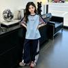 Summer Fashionable Short-sleeved Suit For Boys And Girls, Thin Children's Sports T-shirt And Trousers Two-piece Set