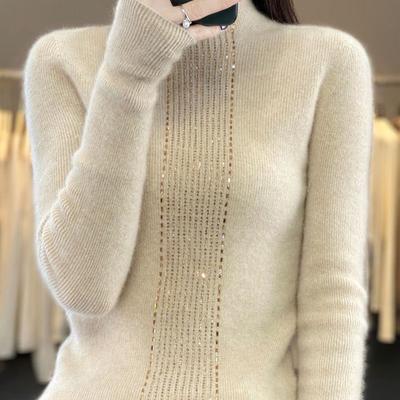 Maglione da Donna Autunno Inverno Leggero Caldo Lavorato a Maglia Elasticizzato Maniche Lunghe Top
