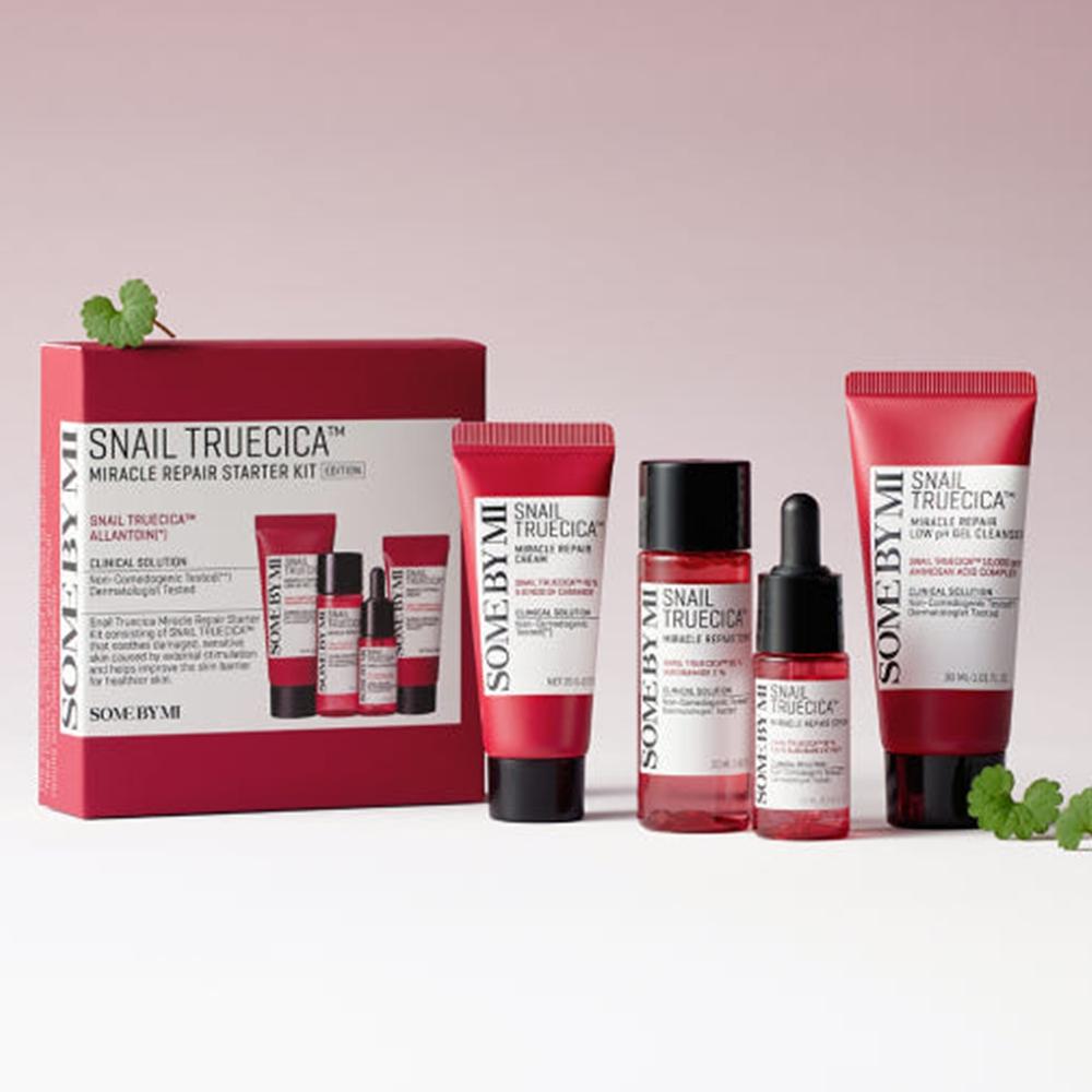 Some By Mi Snail Truecica Miracle Repair Starter Kit (Cleanser 30ml + Toner 30ml + Serum 10ml + Cream 20g)