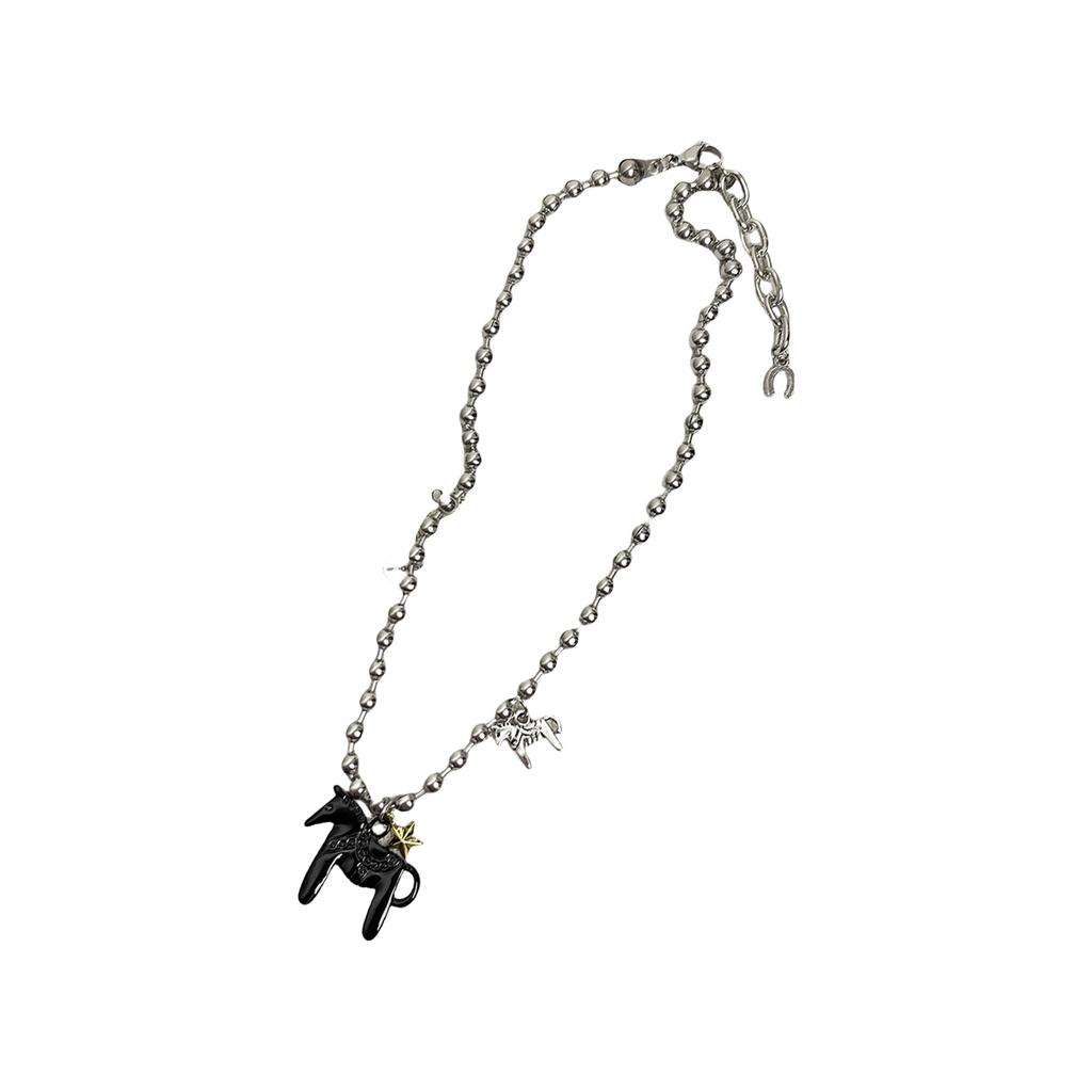 Cute Enamel Pony Pendant Necklace Trendy Blogger Inspired Jewelry Gift Sweet Style Layering Chain For Women