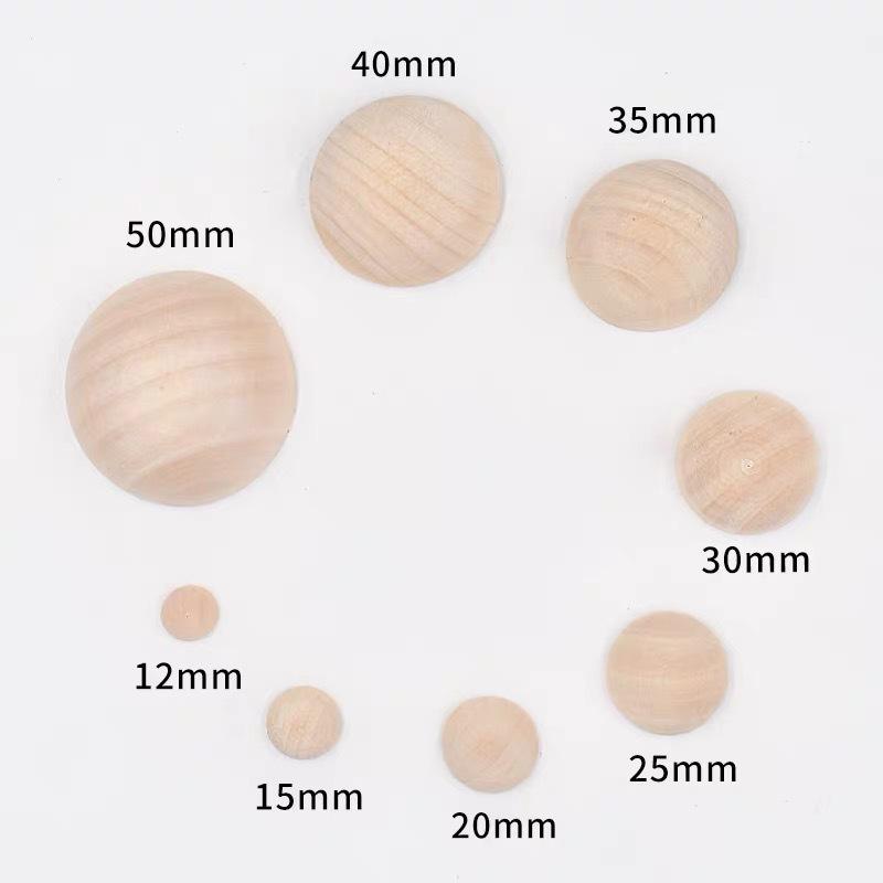 Natural Wood Semi-Circular Beads: DIY Hole-Free Lotus Wood, 15-50mm