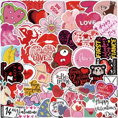 50/100PCS Valentine's Day Graffiti Stickers Laptop Stationery Love Decoration Stickers Waterprrof Stickers