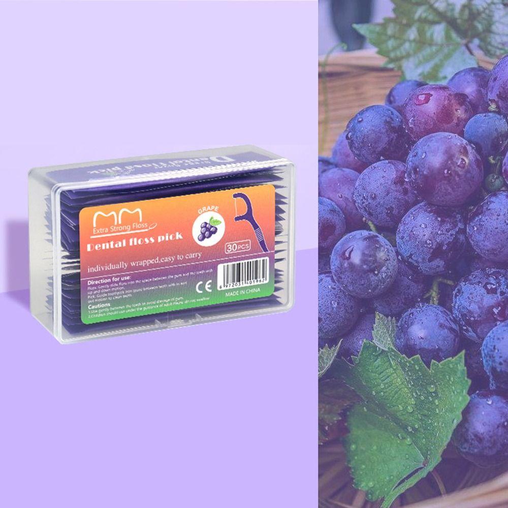 

30Pcs Portable Teeth Cleaner Fruity Toothpick Hygienic Fruit-flavored Floss Women 02