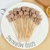 50Pcs Bear Disposable Bamboo Food Fruit Toothpicks Buffet Cake Dessert Fork Stick for Wedding Birthday Party Decoration Supplies