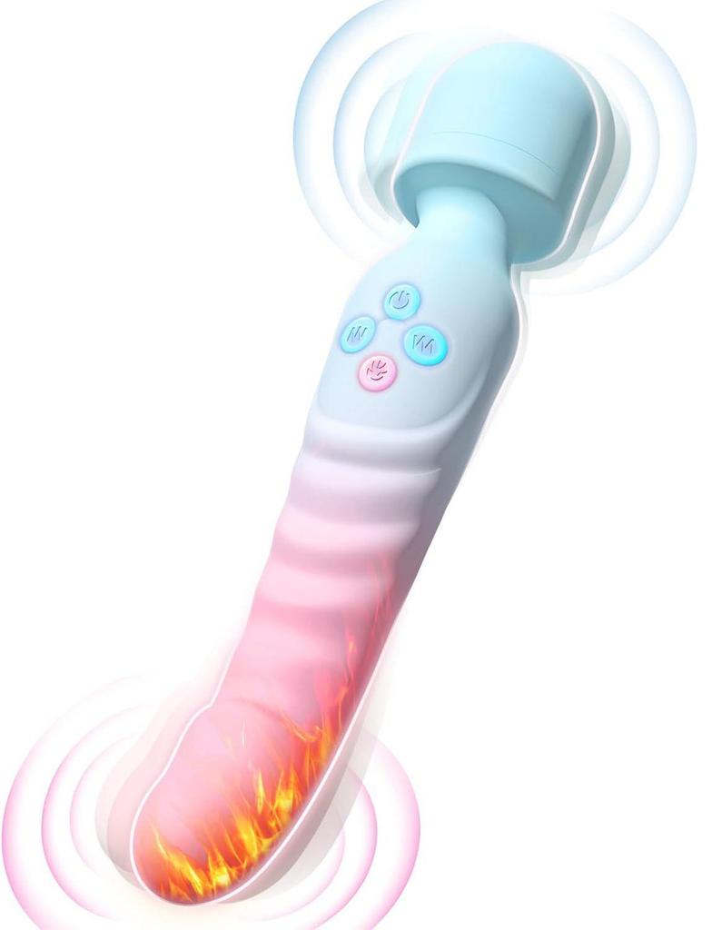 AV Dual-Head Heated Silicone Vibrator with Charger - Female Adult Erotic Massager