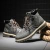 Men's Winter Leather Men Waterproof Rubber Snow Boots Leisure Motorcycle Boots England Retro Shoes for Men 2024 New