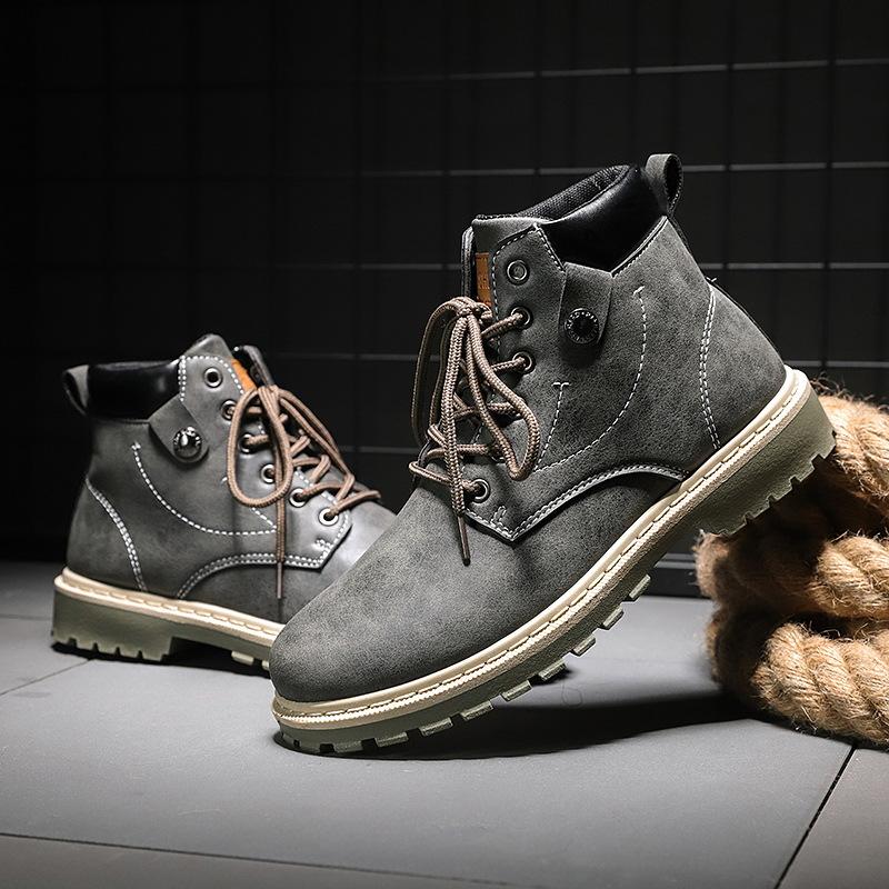Men's Winter Leather Men Waterproof Rubber Snow Boots Leisure Motorcycle Boots England Retro Shoes for Men 2024 New