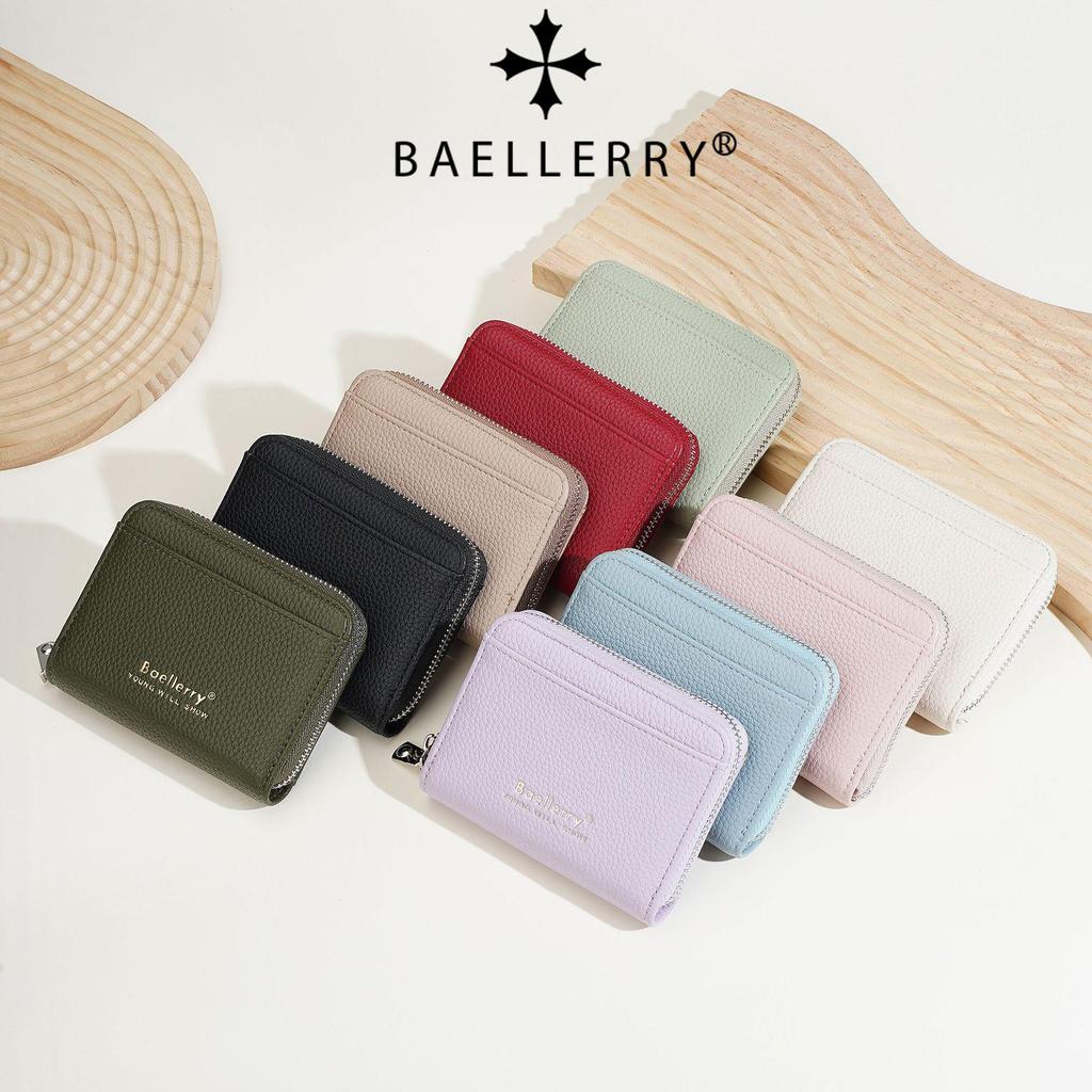 Baellerry Women's Lychee Texture Zipper Card Holder Wallet - Stylish Coin and Card Organizer