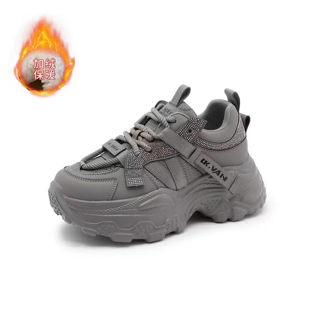 Leather platform dad shoes spring new small casual sports shoes