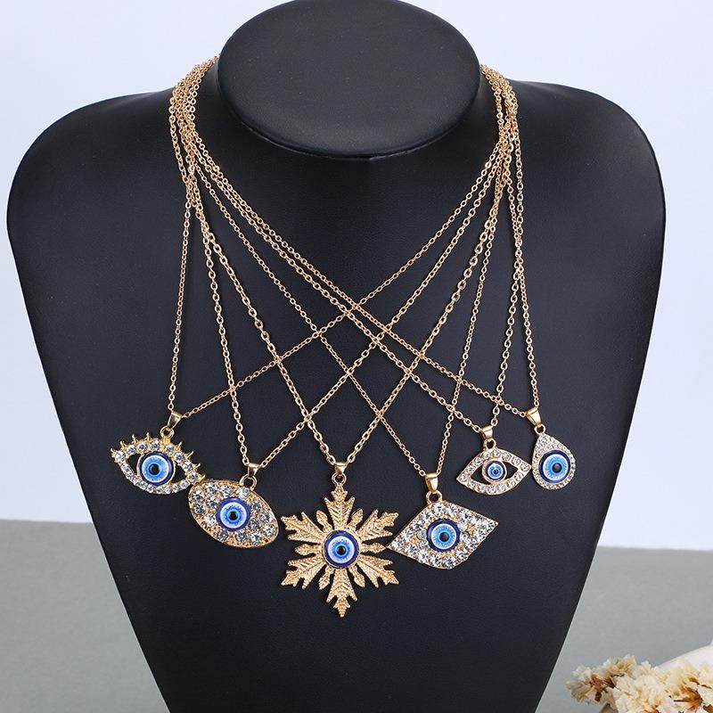 Stacked Devil's Eye Necklace Jewelry Pendant Multi-layer Women's Exaggerated Necklace Multi-layer Stacked Wear
