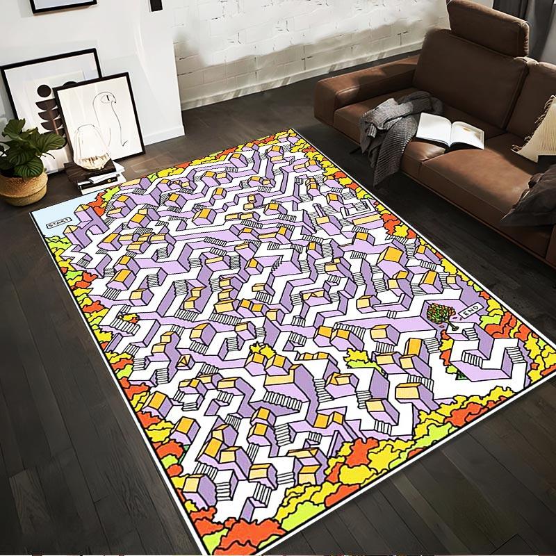 

Colorful Abstract Geometric Pattern Carpet, Bright Home Decor Rug Suitable for use as an anti-slip for living room bedroom sofas 40x60cm( 15x23in )