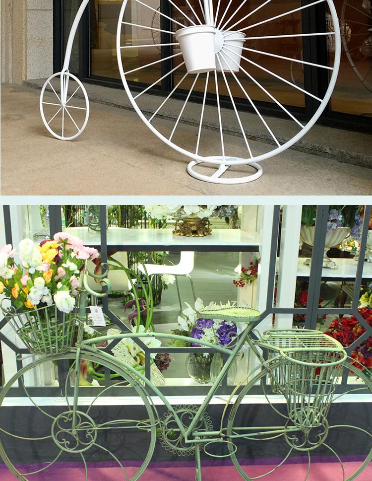 Elegant European Wrought Iron Multi-Layer Balcony & Garden Bicycle Plant Stand