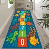 Dinosaur Hopscotch Pattern Kids Runner Rug NonSlip Mat for Playroom Nursery Living Room Jungle Theme Washable Carpet Floor Decor