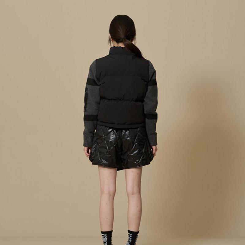 Penguin Knit Sleeve Puffer  Black 