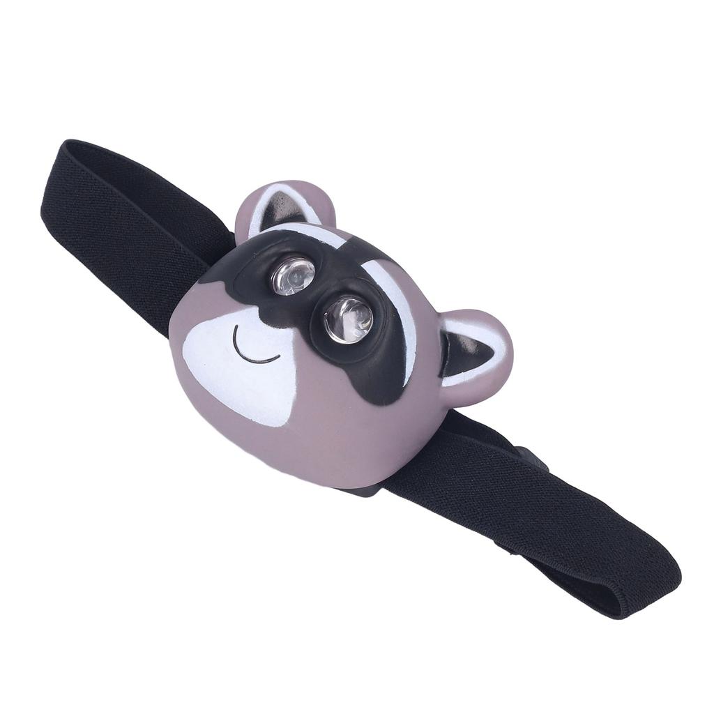 Kids Headlamp Raccoon Appearance 2 Lighting Modes Lightweight Battery Powered Plastic LED Headlight for Children