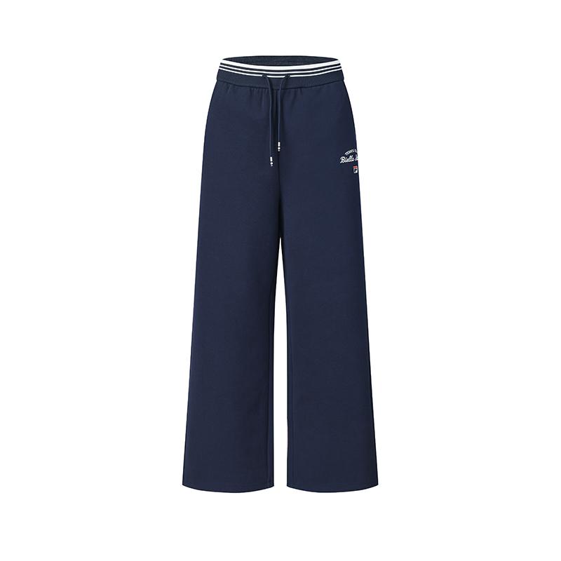 Fila Tennis Fashion Minimalist Classic Retro Casual Versatile Loose Comfortable Knitted Sports Pants Women Bottoms Sky-Blue A11W613603FBU