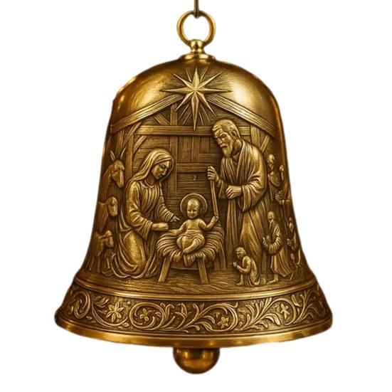 Nativity Bell Ornament Christmas Nativity Scene Bell Tree Ornament Religious Catholic Hanging Decoration for Christian Family Home Party Decor