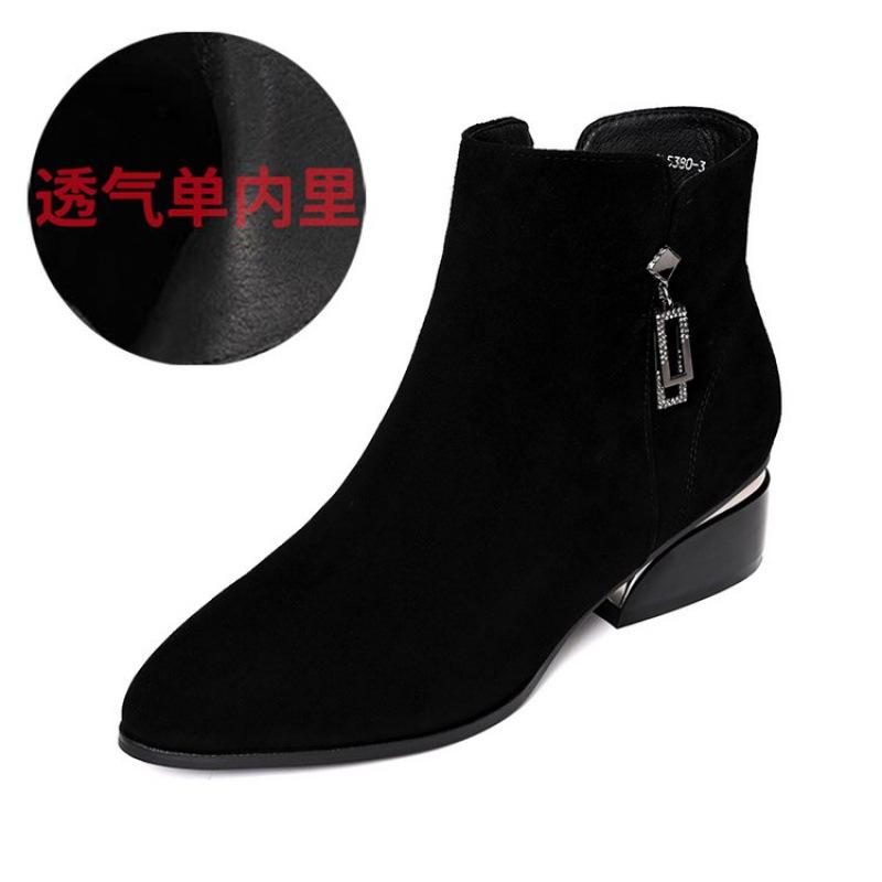 Low-heeled Short Boots Women's Thick-heeled Spring and Autumn Single Boots 2025 Autumn New Matte Mother Shoes Flat-soled Soft Leather Small Bare Boots