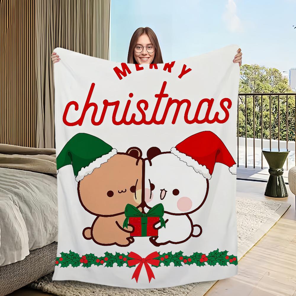kawaii cartoon bear d-dudu b-bubu Flannel warm comfort soft plush blanket sofa living room hogar office bedroom travel gift home