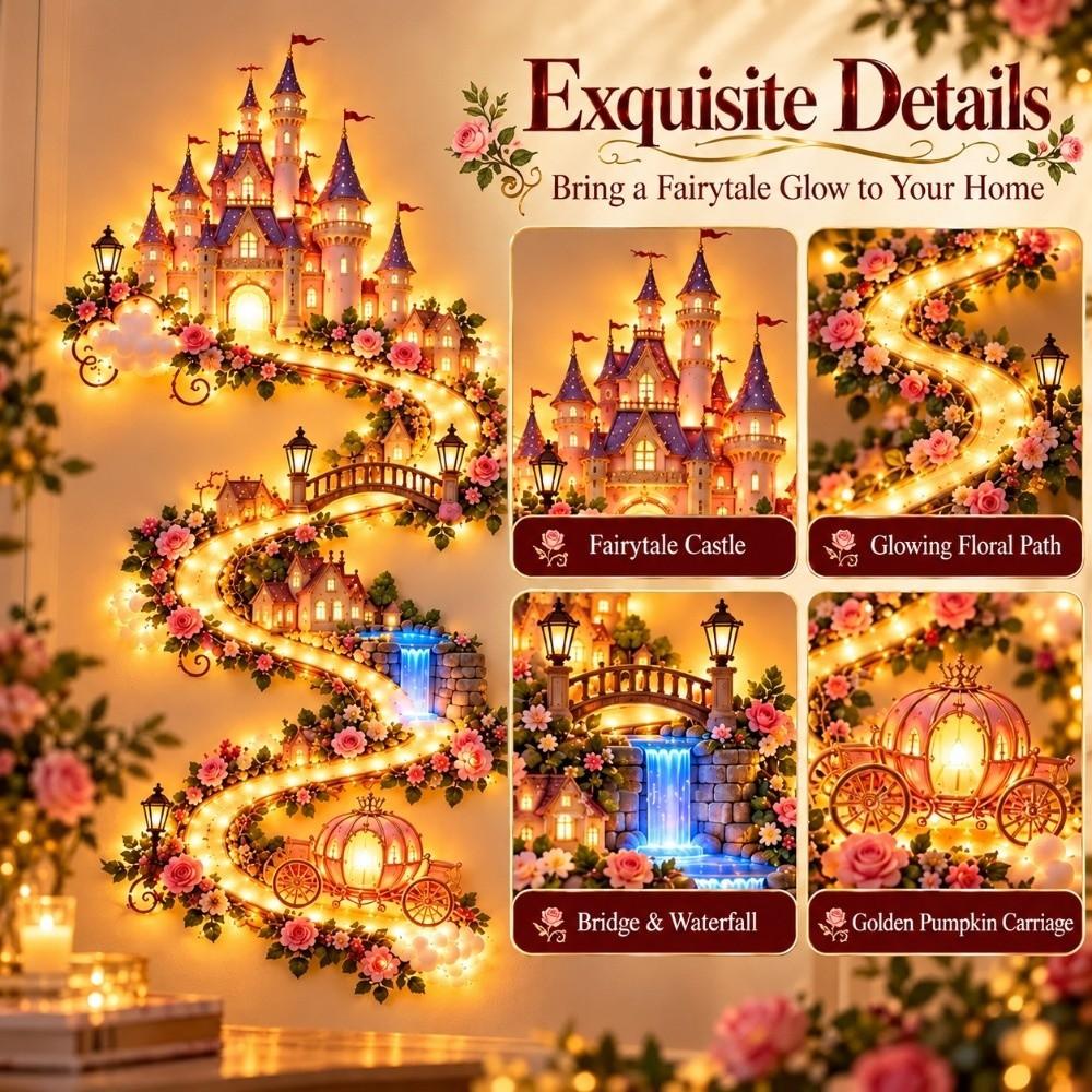 Warm White Light Wall Lamp Castle Rose Vine Track Wall Decoration Home Indoor Decor