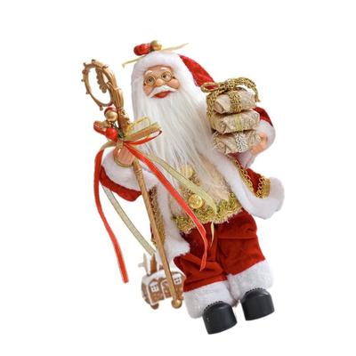 Red Santa Doll Ornament Figurine Christmas Decoration For Living Room Shelf Desktop Decoration