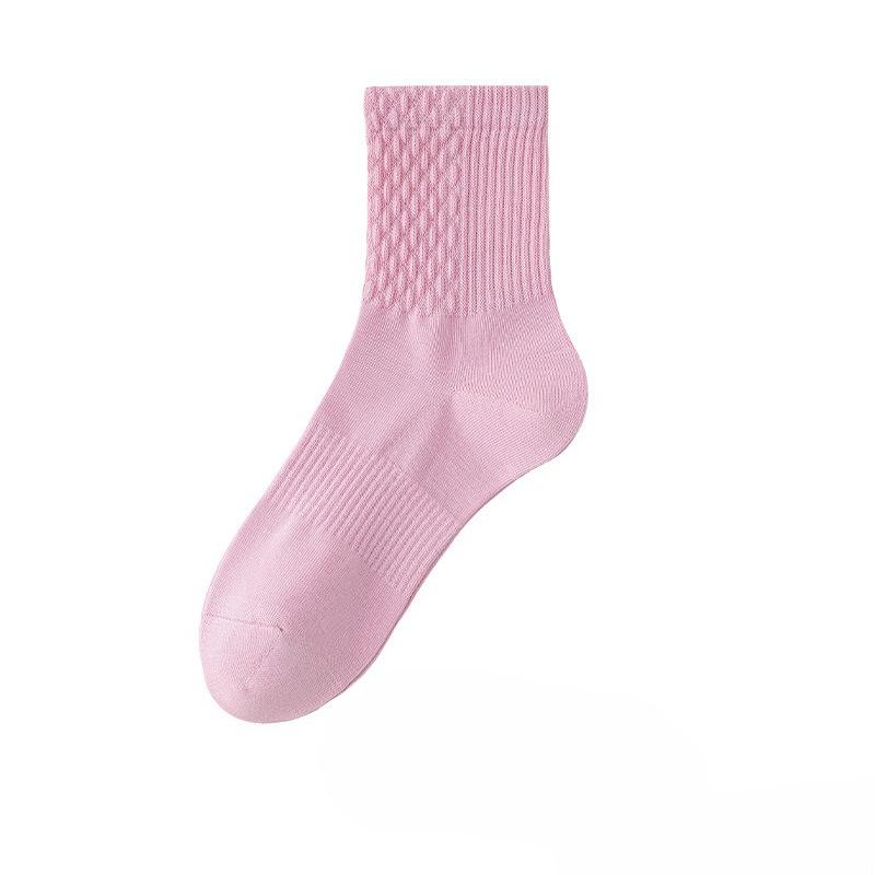 

Женские осенне-зимние однотонные носки-трубы из хлопка, без косточек, для тренировок, дышащие, впитывающие пот 1 pair розовый
