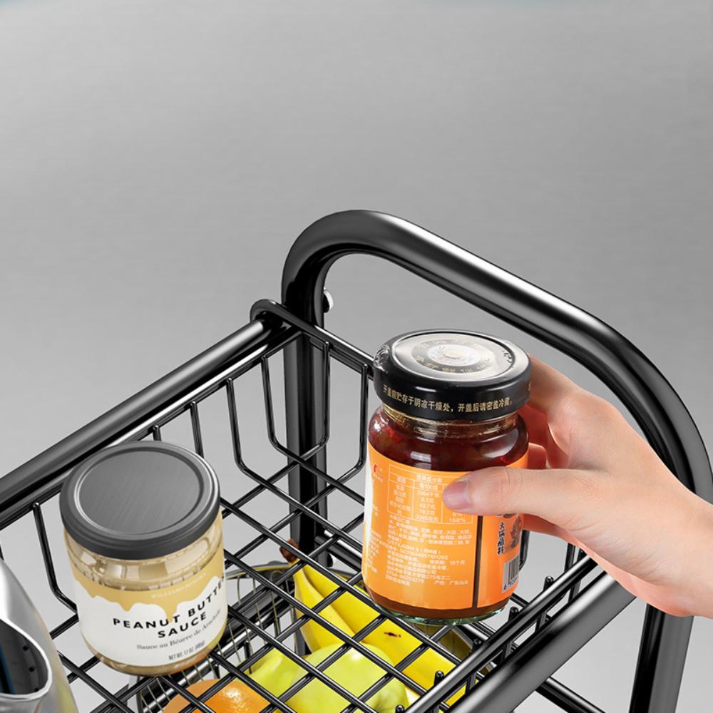 Kitchen Storage Rack Floor Standing Storage Rack Multifunctional Microwave Oven Vegetable Basket With Wheel Microwave Shelf Cart