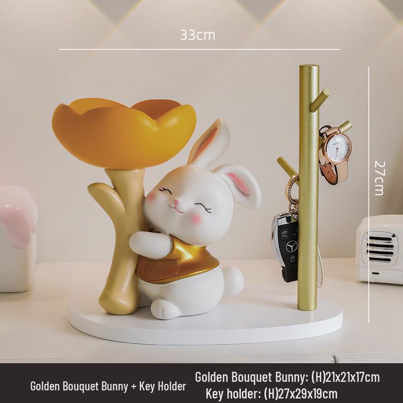 Lucky Cat Resin Craft Key Holder for Home Decor & Children's Room Storage