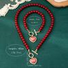 Beaded Heart Pendant Jewelry Set Crystal Pearl Necklace Set Necklace Bracelet Set  Wedding Party