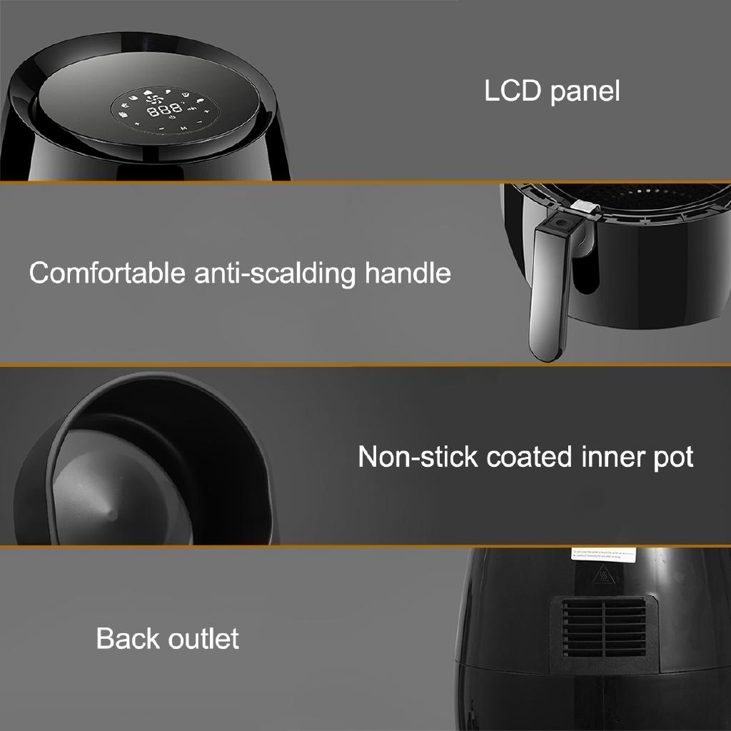 1400W 5.2L Multi-Purpose Temperature Control Oil Free Air Fryer LCD Touch Screen