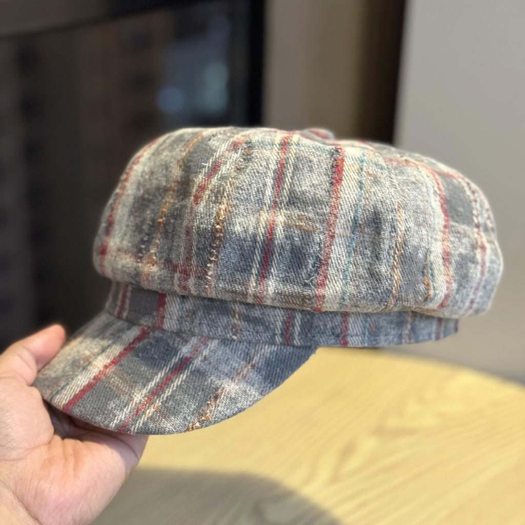 Octagonal Hat for Women Casually Going Out on The Street with Big Head and Face Little Painter's Newsboy Hat Fashionable and Versatile