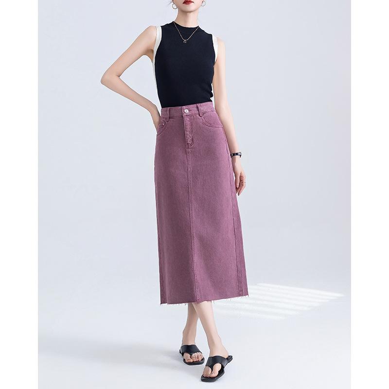 

After The Split Fork Water Women s Summer New Temperament Versatile Medium and Long Skirt XXL