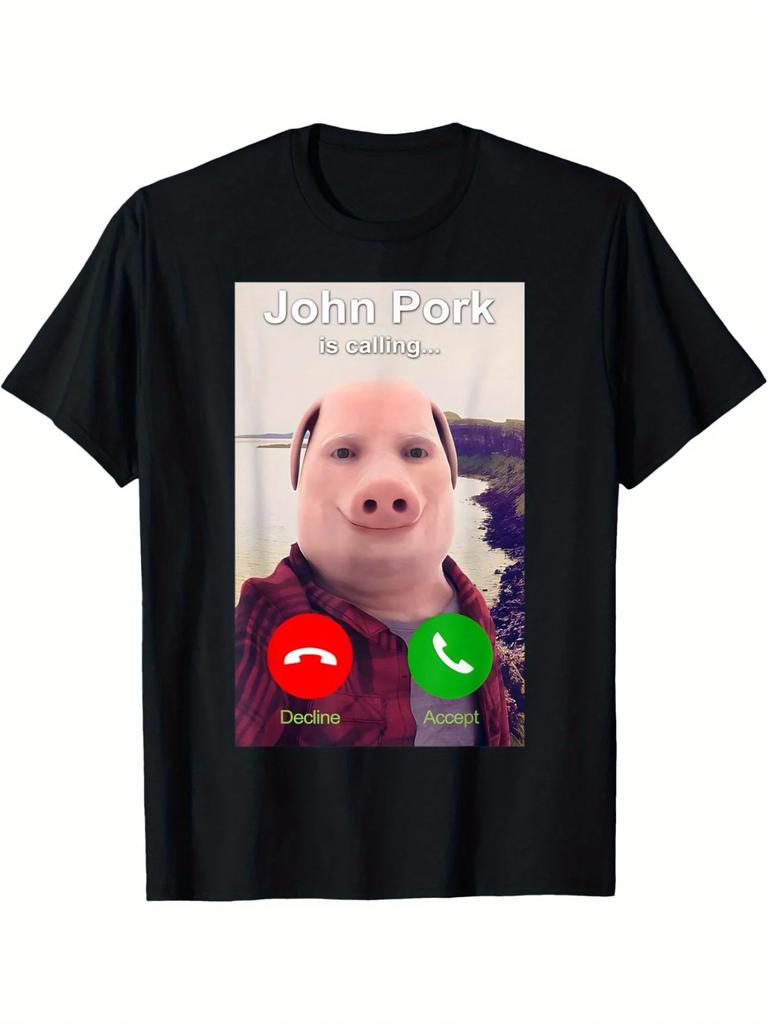 Prasečí Meme John Pork Volá Odpovědět na Hovor John Pork Volá Tričko Vtipné John Pork Meme Pánské Dámské Tričko