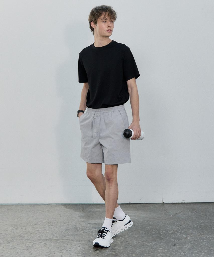 BASIC HOUSE Uni Nylon String Band Half Pants Light Grey Lzhp3103