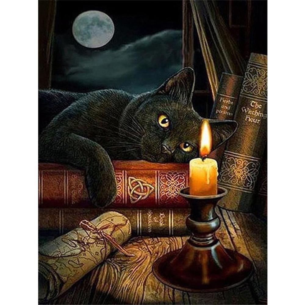 5D DIY Diamond Embroidery Black Cat Full Square Round Drill Craft Kit Diamond Painting Animal Needlework Home Decoration