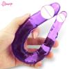 U Shape Double Dildo Flexible Soft Jelly Vagina & Anal Women Gay Lesbian Double Ended Dong Penis Artificial Penis Sex Toys