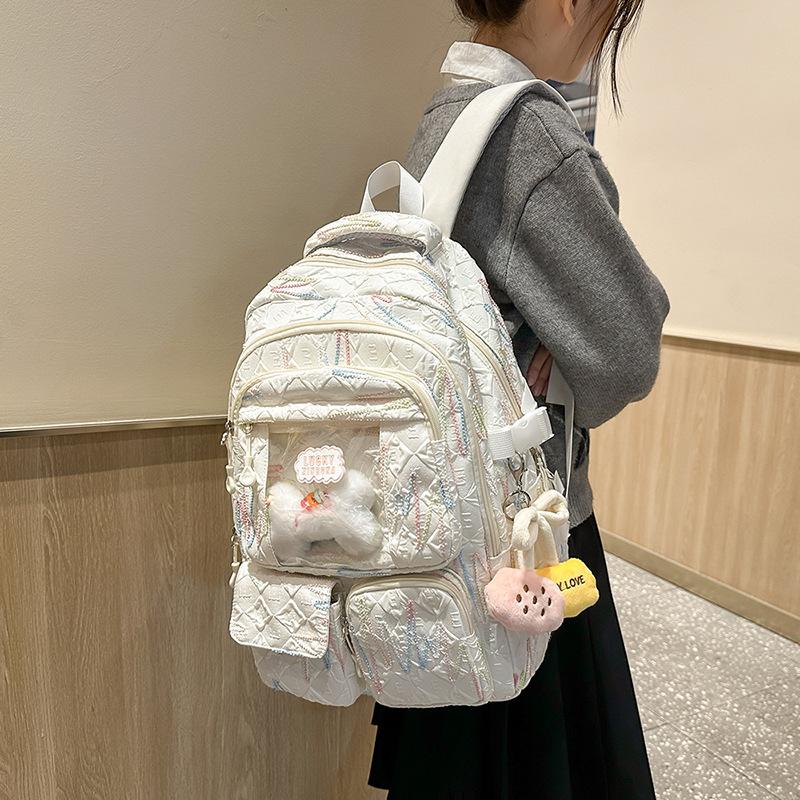 Junior High School Student Schoolbag Women's Colorful Embroidery Backpack Large Capacity Student Backpack