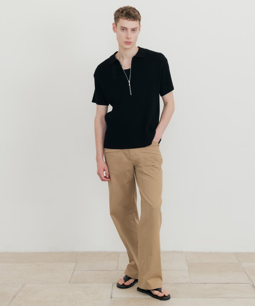 SSIN AND LEE Lounge Half Knit Polo Shirt Black