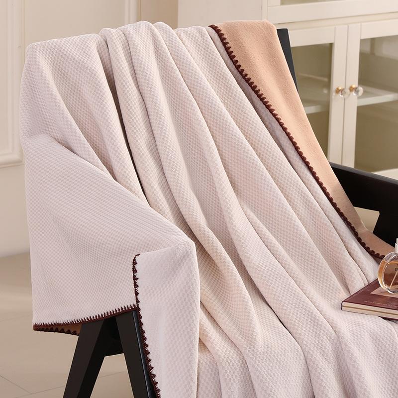 Solid color brocade full matte jacquard blanket soft and comfortable office nap skin-friendly blanket for all seasons