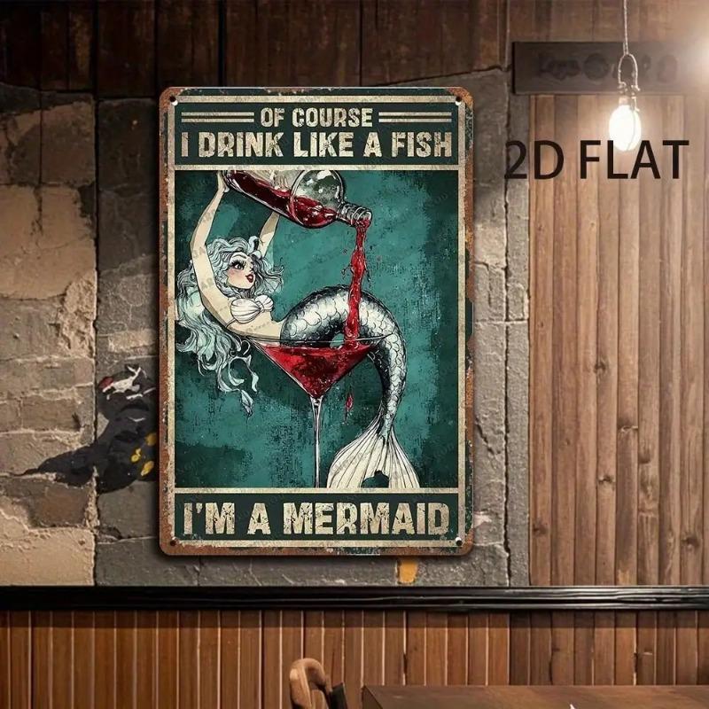 Funny Mermaid Metal Sign Vintage Home Bar Decor Gift