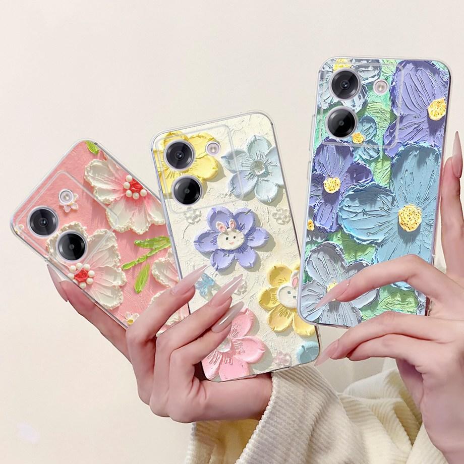 For Xiaomi Poco M7 Pro 5G X7 Pro Back Cover Girly Fashion Flower Butterfly Painting Soft TPU Clear Fundas PocoM7 Pro X7Pro Case