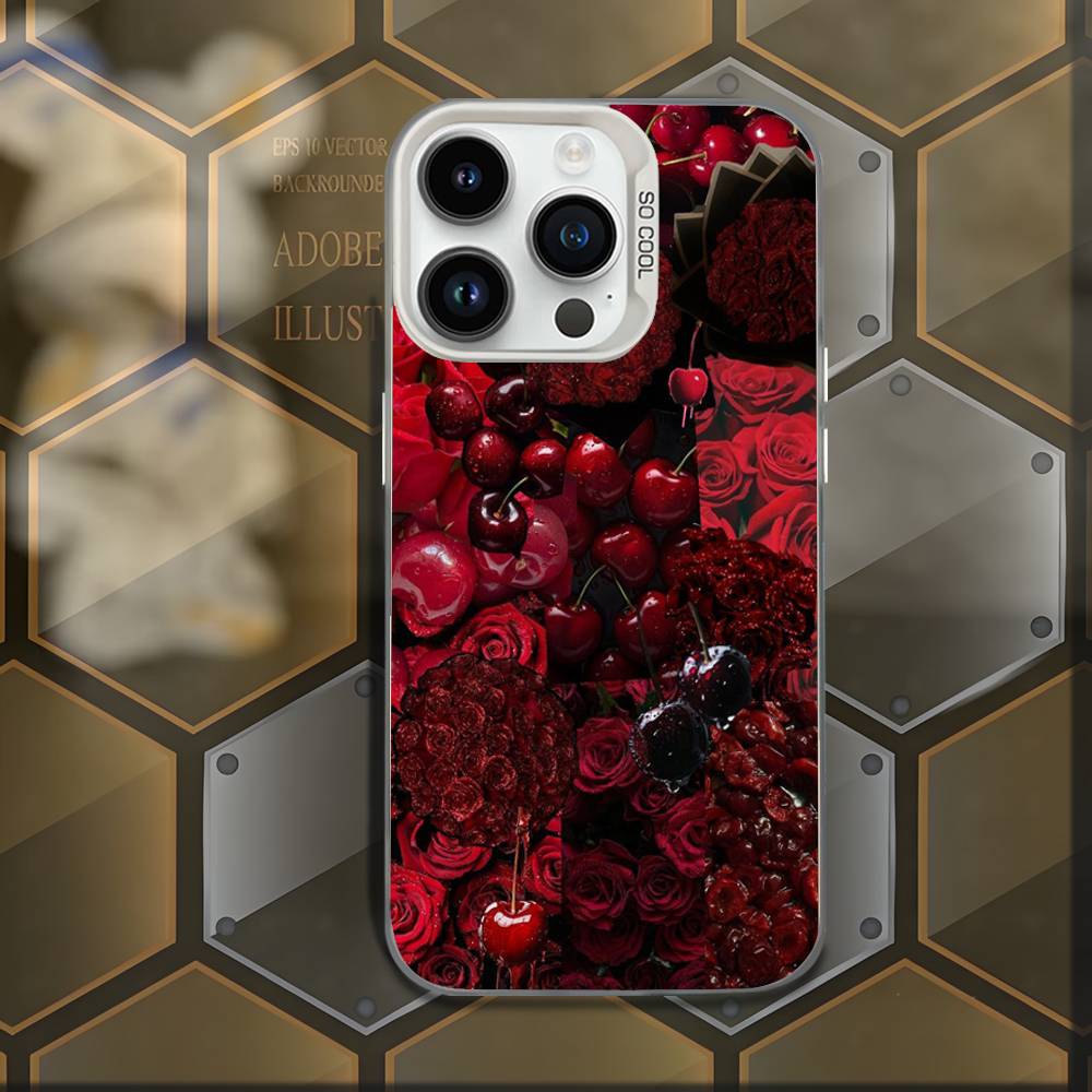 Cute cherry Black Cherry Bow Phone Case For iPhone 16,15,14,13,12,11,Mini,Pro,E,MAX White Candy Matte Shockproof Cover iPhone14pro