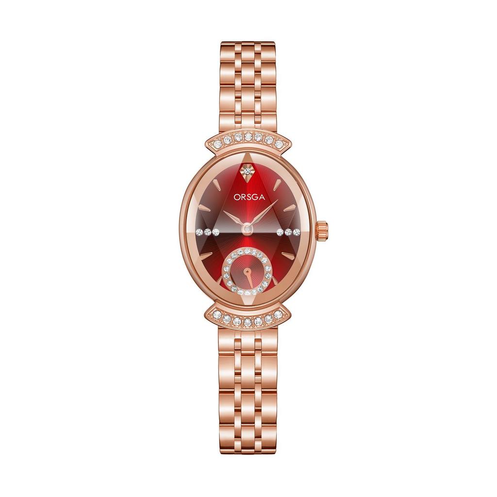 ORSGA Women's Oval Diamond-set Fashion Watch with Prismatic Mirror and Quartz Movement