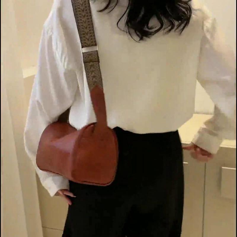 Vintage Shoulder Bag For Women Fashion Wide Strap Crossbody Bag Retro Pillow Messenger Handbag Ladies Tote
