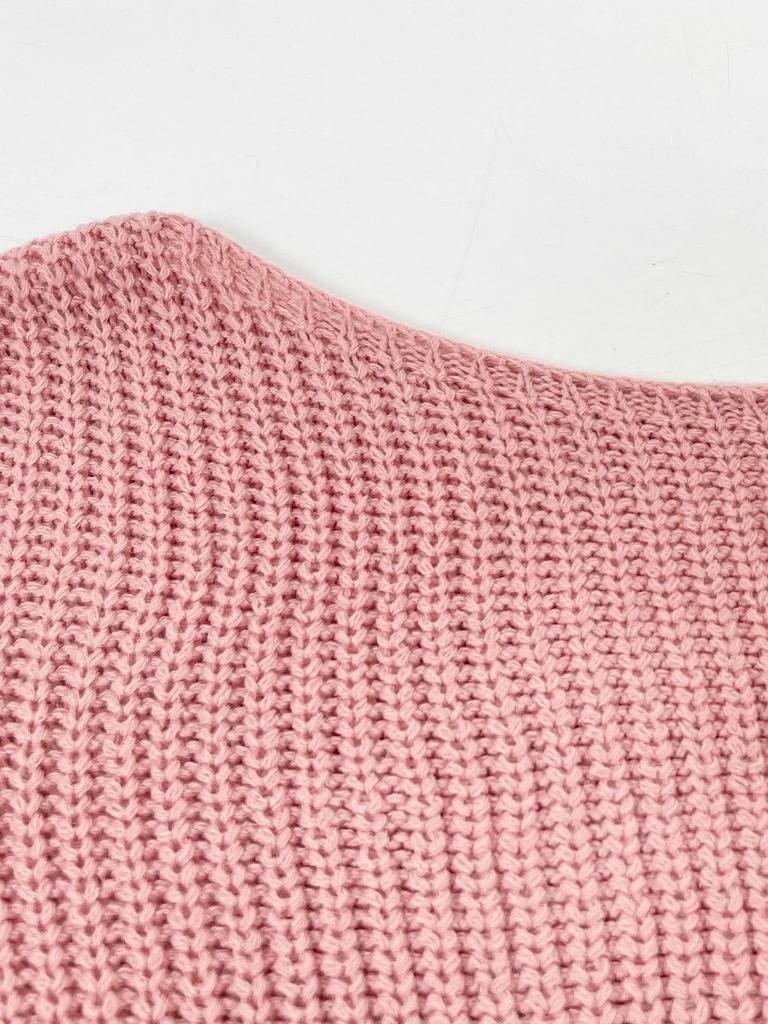 Autumn/Winter Off-Shoulder Knit Sweater - Loose Fit, Pure Color, Casual Style