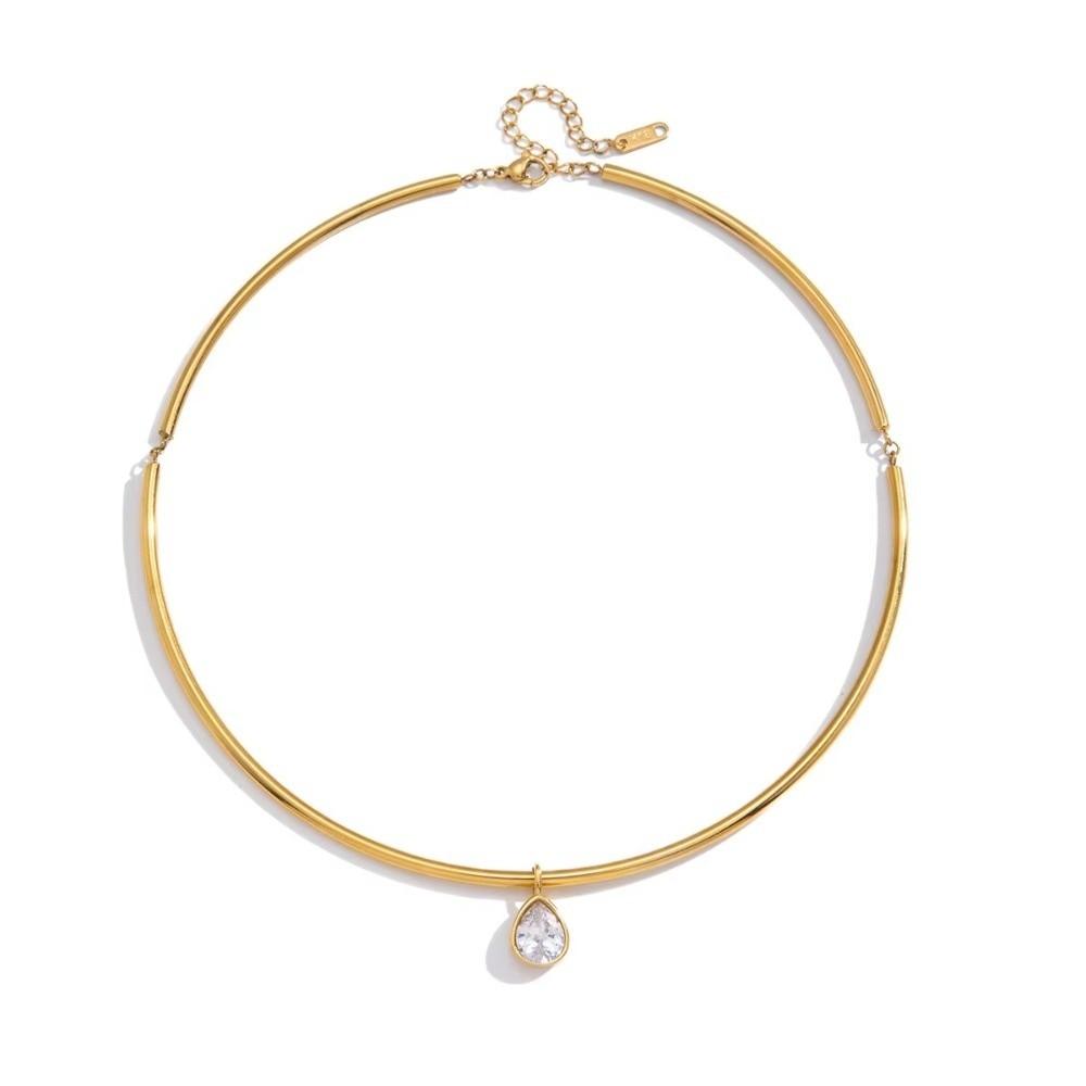Gold Plated Pendant Necklace Stainless Steel Neck Collar Retro Neck Chain  Fashion Jewelry