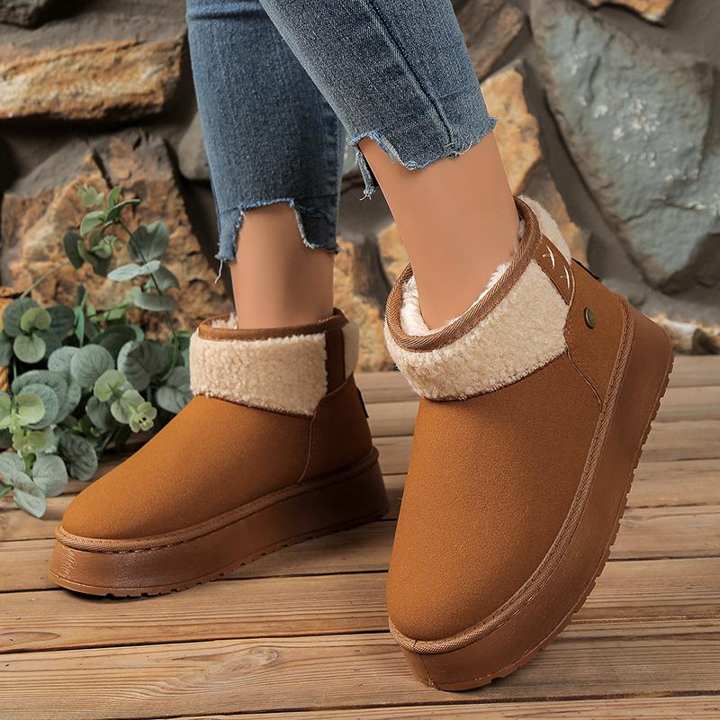 Women's Winter Plush Warm Snow Boots Outdoor Thick Sole Non Slip Cotton Padded Shoes Woman Fashion Faux Fur Platform Ankle Boots