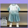 Trendy Boys Summer Gradient Ultraman Short Sleeve Outfit Set Perfect For Ages 3 To 8
