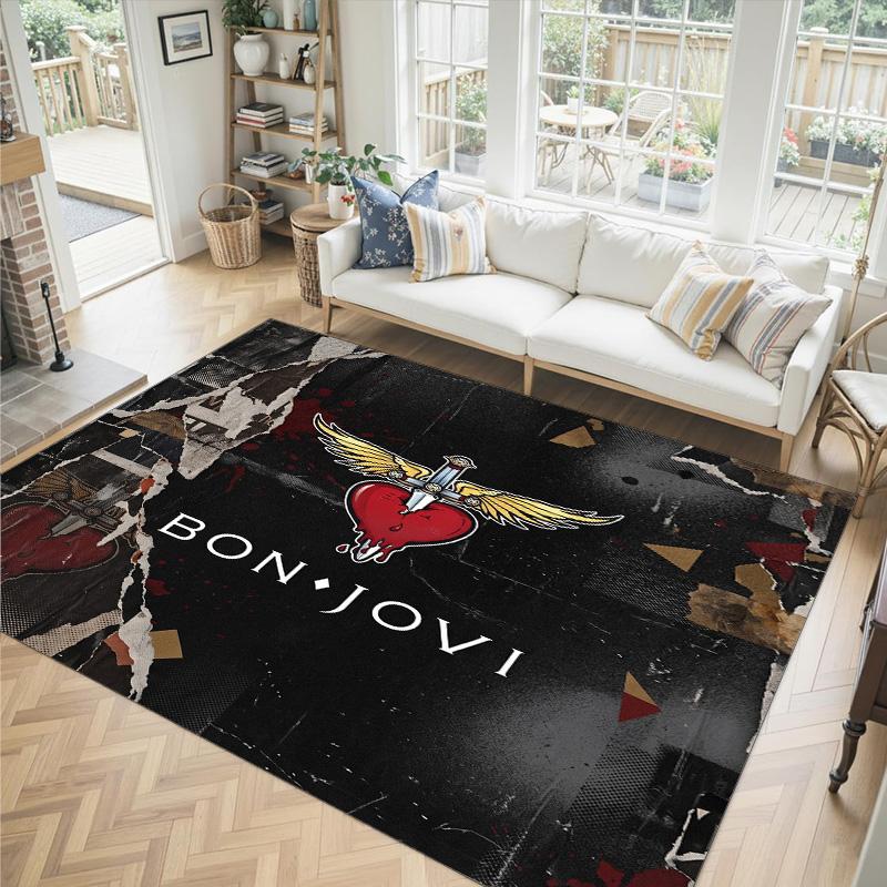 Bon Jovi Design Crystal Velvet Carpet Cozy Non?Slip Printed Rug For Bedroom Living Room Entrance