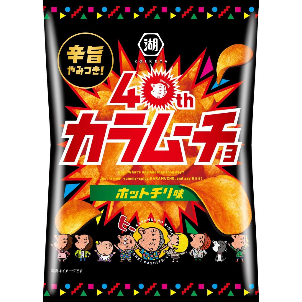 Koikeya Columnoucho Chips Hot Chili Flavor 55g X 12 Bags